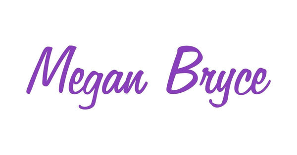 Purple cursive text displaying 'Megan Bryce' on a white background